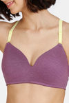 Zivame Happy Basics Padded Non-Wired 3/4th Coverage T-Shirt Bra - Purple Passion — thumbnail 4
